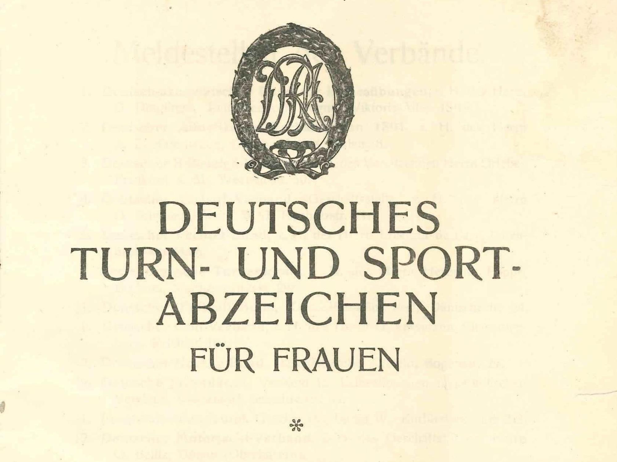Historische Urkunde des Deutschen Sportabzeichens für Frauen aus dem Jahr 1926