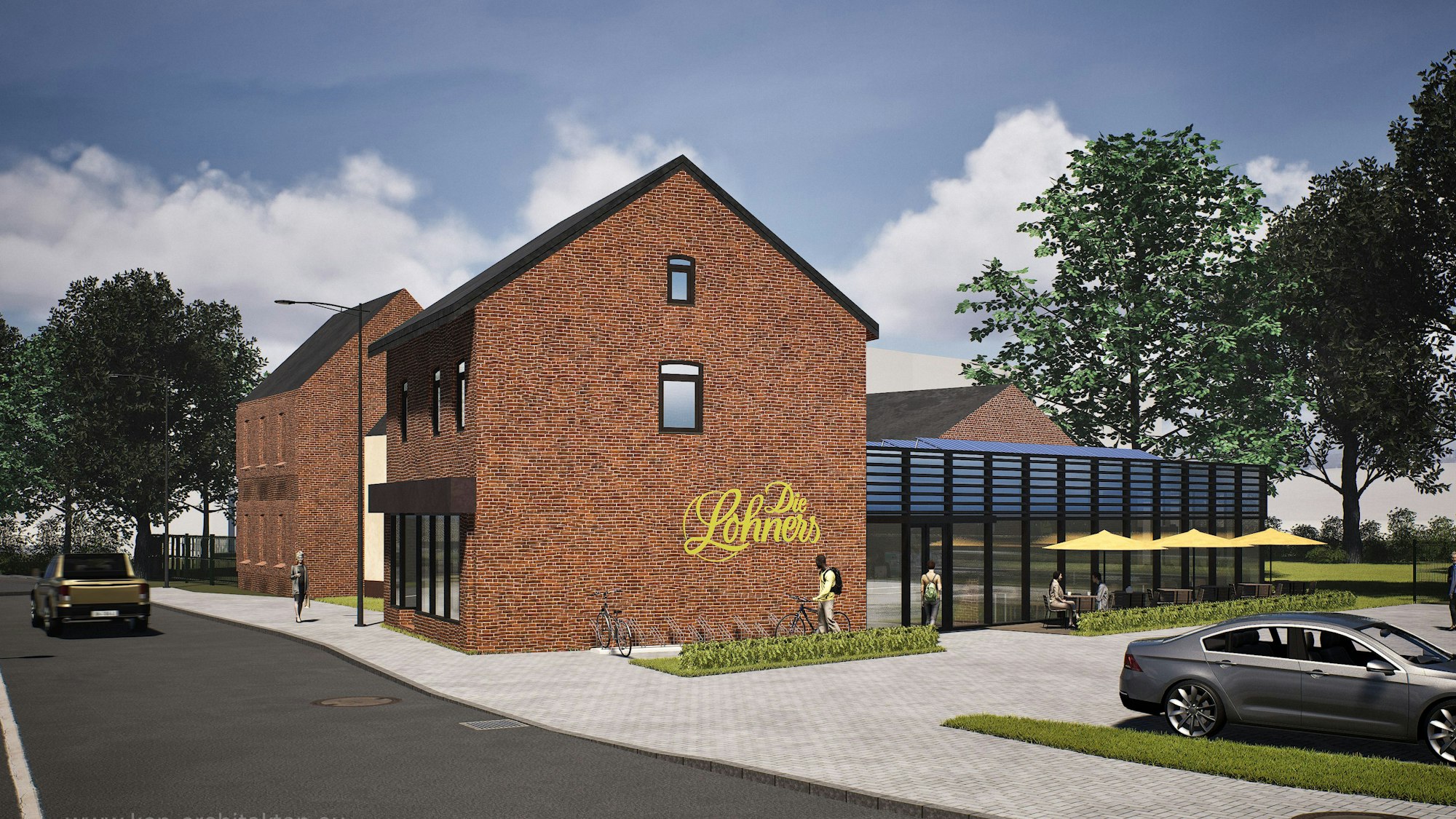 Visualisierung des früheren Gebäudes der Bäckerei Profittlich nach dem Umbau.