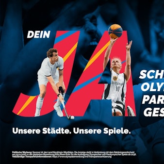 Ein Logo, mit dem die Olympischen Spiele beworben werden.