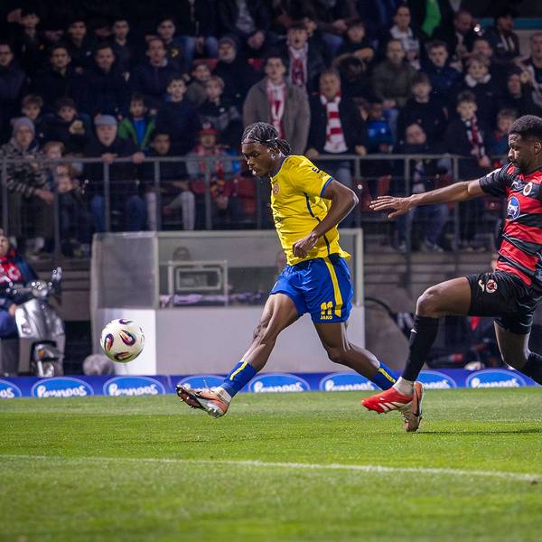 KÖLN, GERMANY - MARCH 22: Dickson Abiama Rot-Weiss Essen, 11 scoring the first goal for Rot-Weiss Essen during the third division match on gameday 30 between FC Viktoria Köln vs Rot-Weiss Essen at Sportpark Höhenberg on March 22, 2026 in Köln, Germany. DFL REGULATIONS PROHIBIT ANY USE OF PHOTOGRAPHS AS IMAGE SEQUENCES AND/OR QUASI-VIDEO. Northrhine-Westphalia Germany Copyright: xLeahxKohringx