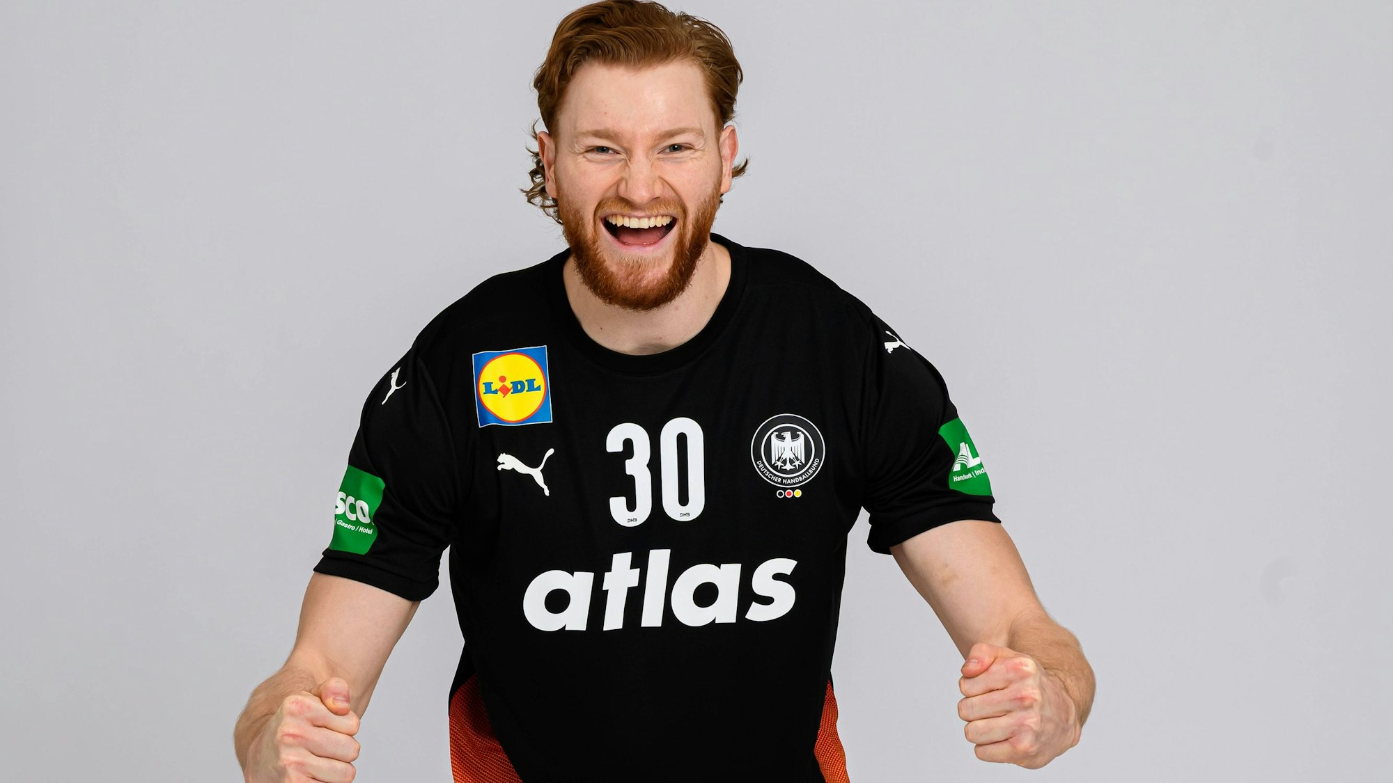 Zu sehen ist ein deutscher Handball-Nationalspieler.