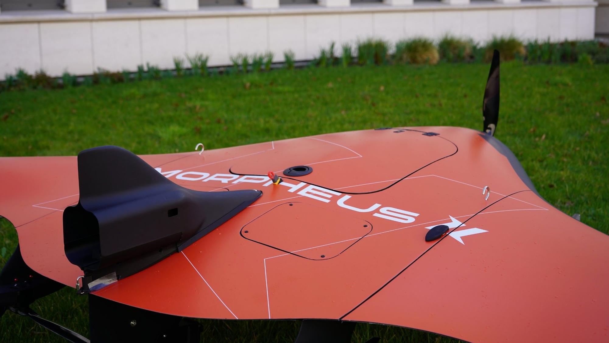 Das Foto zeigt eine Drohne der Firma Morpheus Logistik vor dem Start.