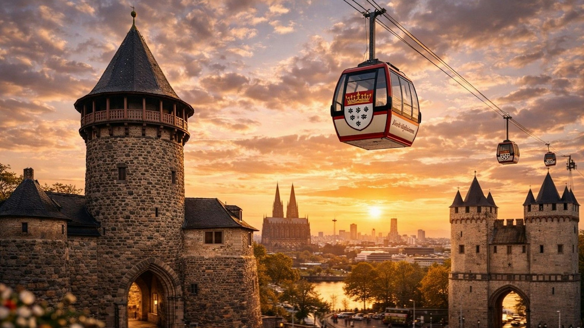 Die Grundsteinlegung für Kölns neue Seilbahn fand am 1. April 2026 statt.
