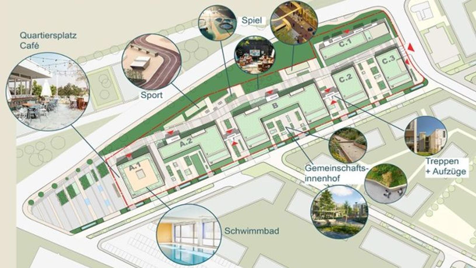 Eine Planzeichnung des Architekturbüros zeigt, wie die Wohnungsgenossenschaft in Euskirchen aussehen könnte.