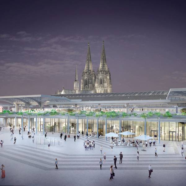 So sollen der neue S-Bahnsteig und die Fassade des Kölner Hauptbahnhofs am Breslauer Platz aussehen.