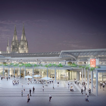 So sollen der neue S-Bahnsteig und die Fassade des Kölner Hauptbahnhofs am Breslauer Platz aussehen.