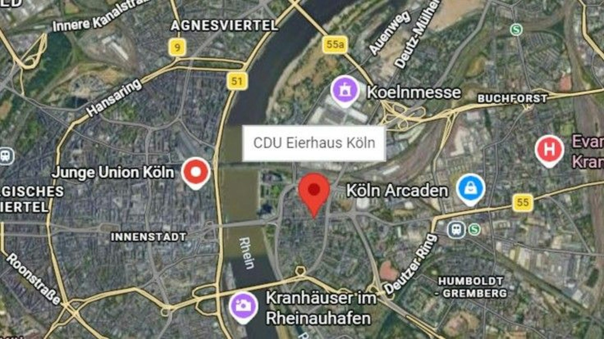 Deutschlandweit wurden die Namen von CDU-Parteibüros auf Google Maps um den Begriff „Eierhaus“ erweitert – auch in Köln und Region.