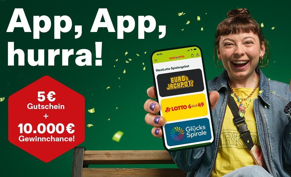 Mit der WestLotto-App kommen Lottofans dem Jackpot spielend leicht näher. Die App einfach im App-Store für iOS oder Android herunterladen, registrieren und direkt Eurojackpot, LOTTO 6aus49, Rubbellose und weitere WestLotto-Produkte spielen – alles bequem per Smartphone.