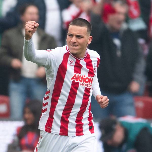 12.04.2026, Nordrhein-Westfalen, Köln: Fußball, Männer: Bundesliga, 1. FC Köln - Werder Bremen, 29. Spieltag, RheinEnergieStadion. Saïd El Mala (1. FC Köln) jubelt nach seinem Treffer zur 1:0 Führung. Foto: Marius Becker/dpa - WICHTIGER HINWEIS: Gemäß den Vorgaben der DFL Deutsche Fußball Liga bzw. des DFB Deutscher Fußball-Bund ist es untersagt, in dem Stadion und/oder vom Spiel angefertigte Fotoaufnahmen in Form von Sequenzbildern und/oder videoähnlichen Fotostrecken zu verwerten bzw. verwerten zu lassen. +++ dpa-Bildfunk +++