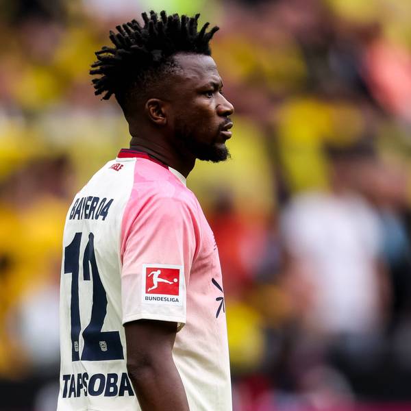 DORTMUND, GERMANY - APRIL 11: Edmond Tapsoba of Bayer 04 Leverkusen looks on during the Bundesliga match between Borussia Dortmund and Bayer 04 Leverkusen at Signal Iduna Park on April 11, 2026 in Dortmund, Germany. PUBLICATIONxINxGERxSUIxAUTxONLY Copyright: xRenexNijhuis/MBxMediax