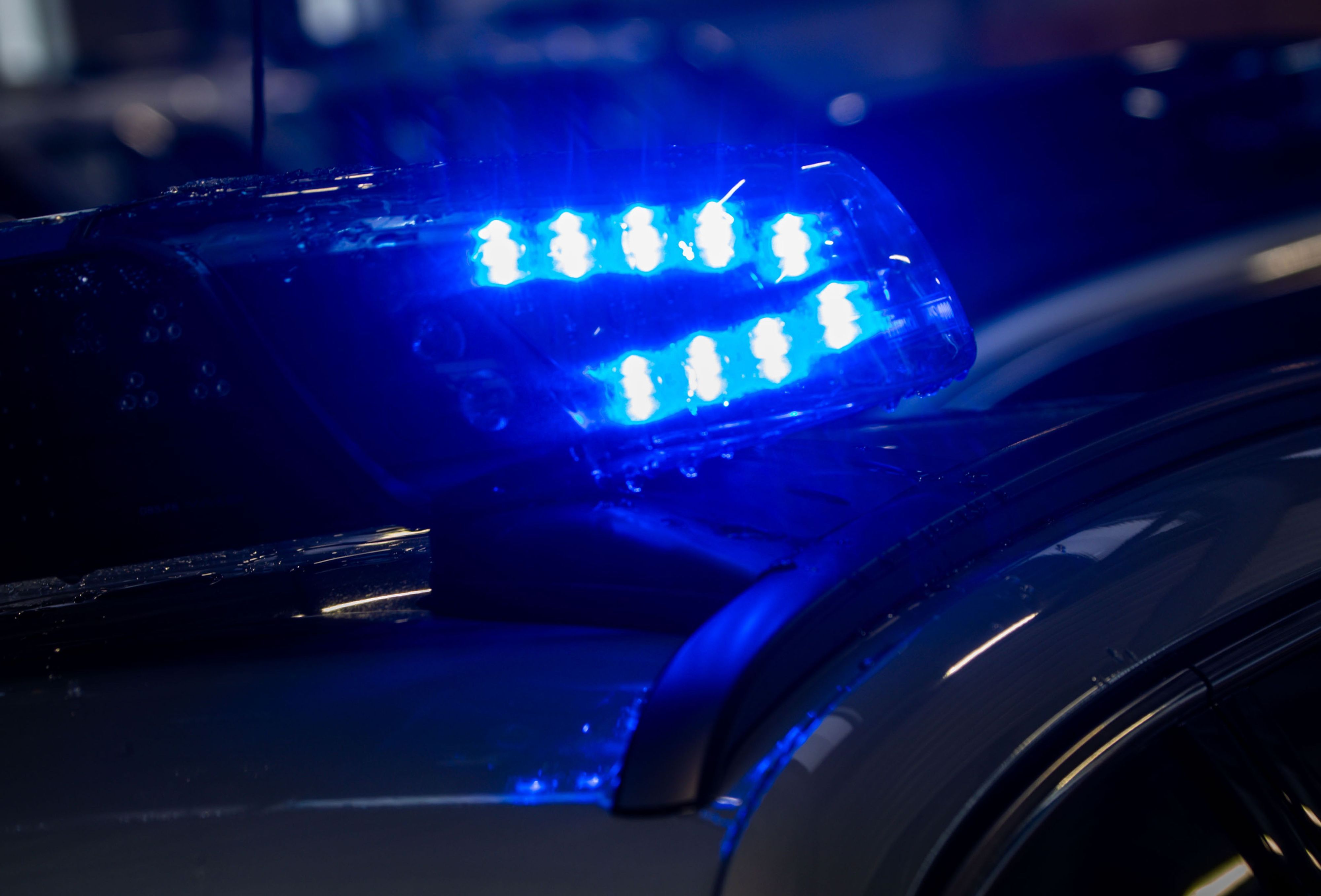 Blaulichter auf dem Dach eines neuen Funkstreifenwagens für den allgemeinen Streifendienst der Landespolizei.