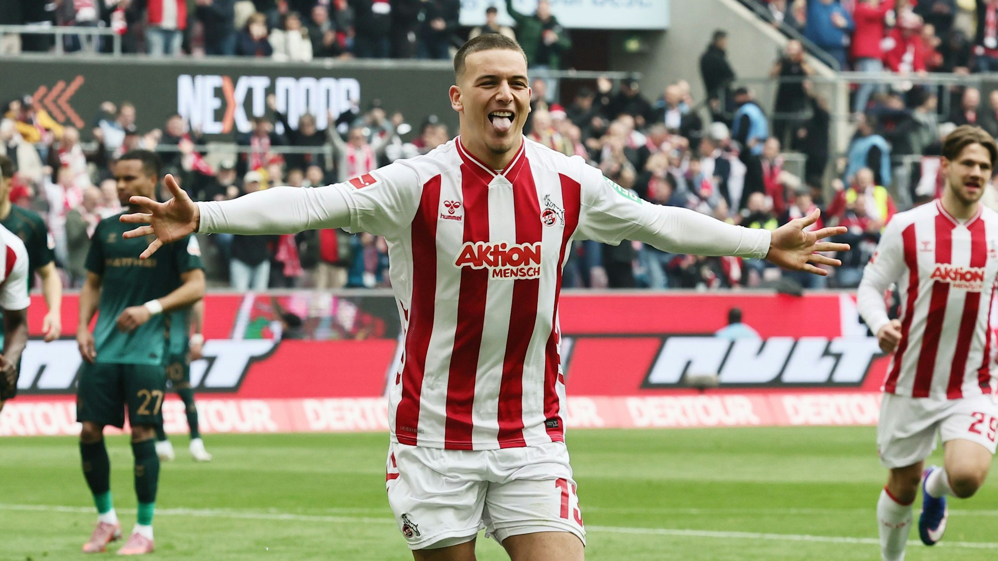 1. FC Köln vs. Werder Bremen, 29. Spieltag, 17.04.2026, 15.30 Uhr, Said El Mala (1. FC Köln) jubelt nach dem Tor zum 1:0, Bild: Herbert Bucco