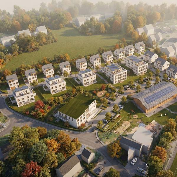 Zu sehen ist eine Visualisierung des Neubaugebiets in Strombach.