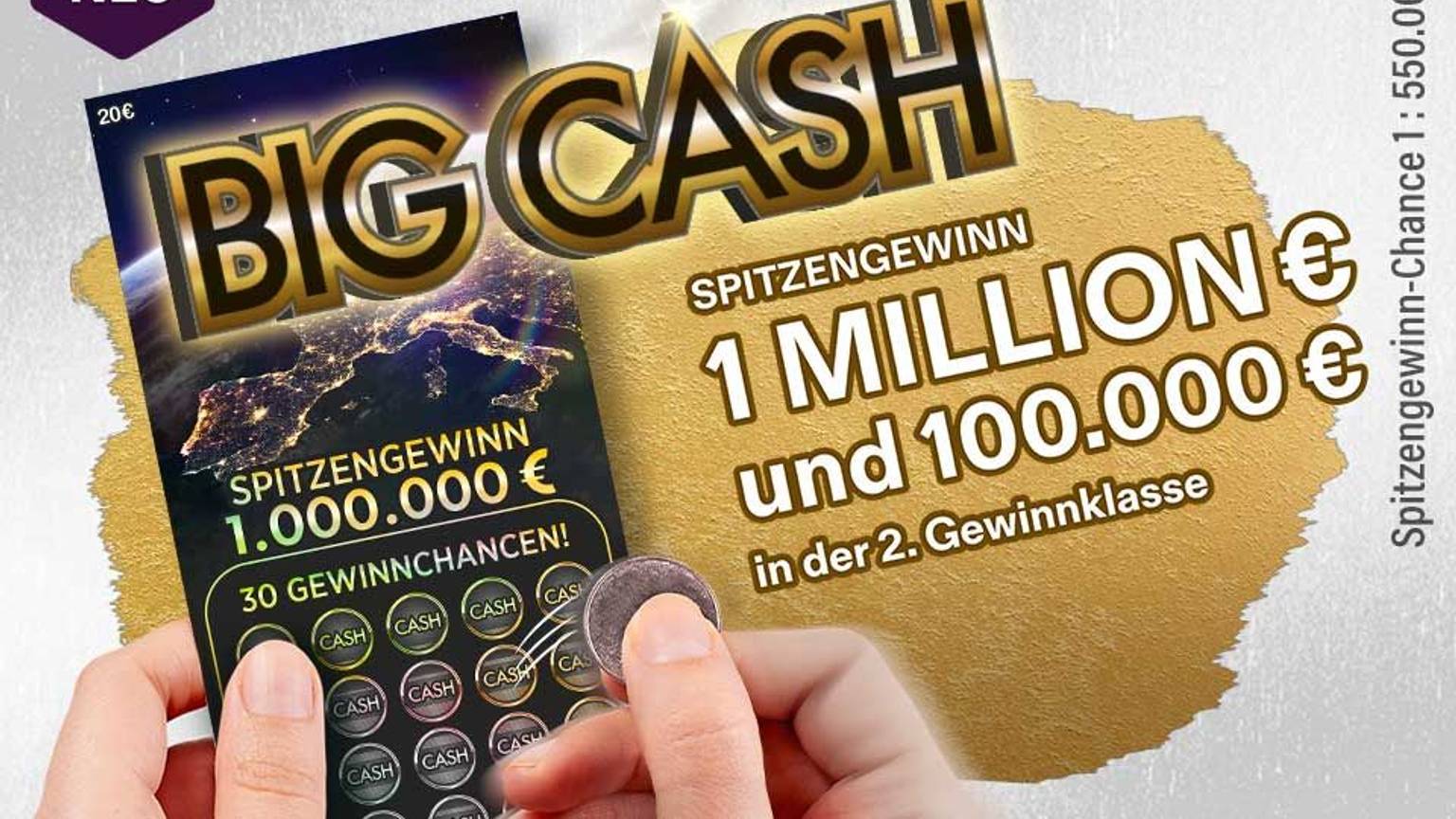 Das erste europäische Kooperations-Los von WestLotto: Big Cash.