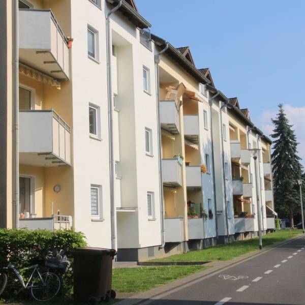 Das Bild zeigt die Wohnsiedlung an der Straße.