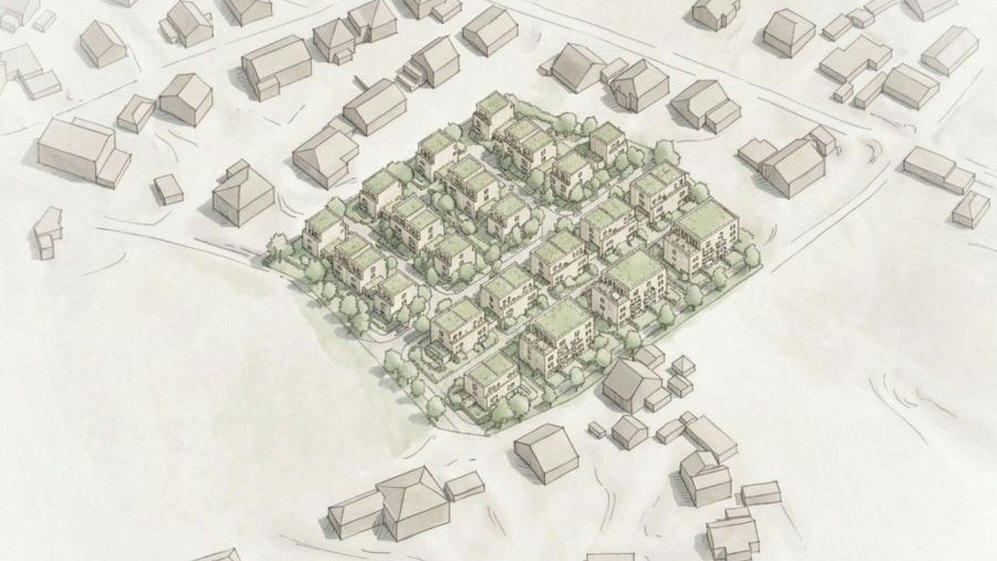 Das Vorhaben wird in einer Visualisierung aus der Vogelperspektive gezeigt.