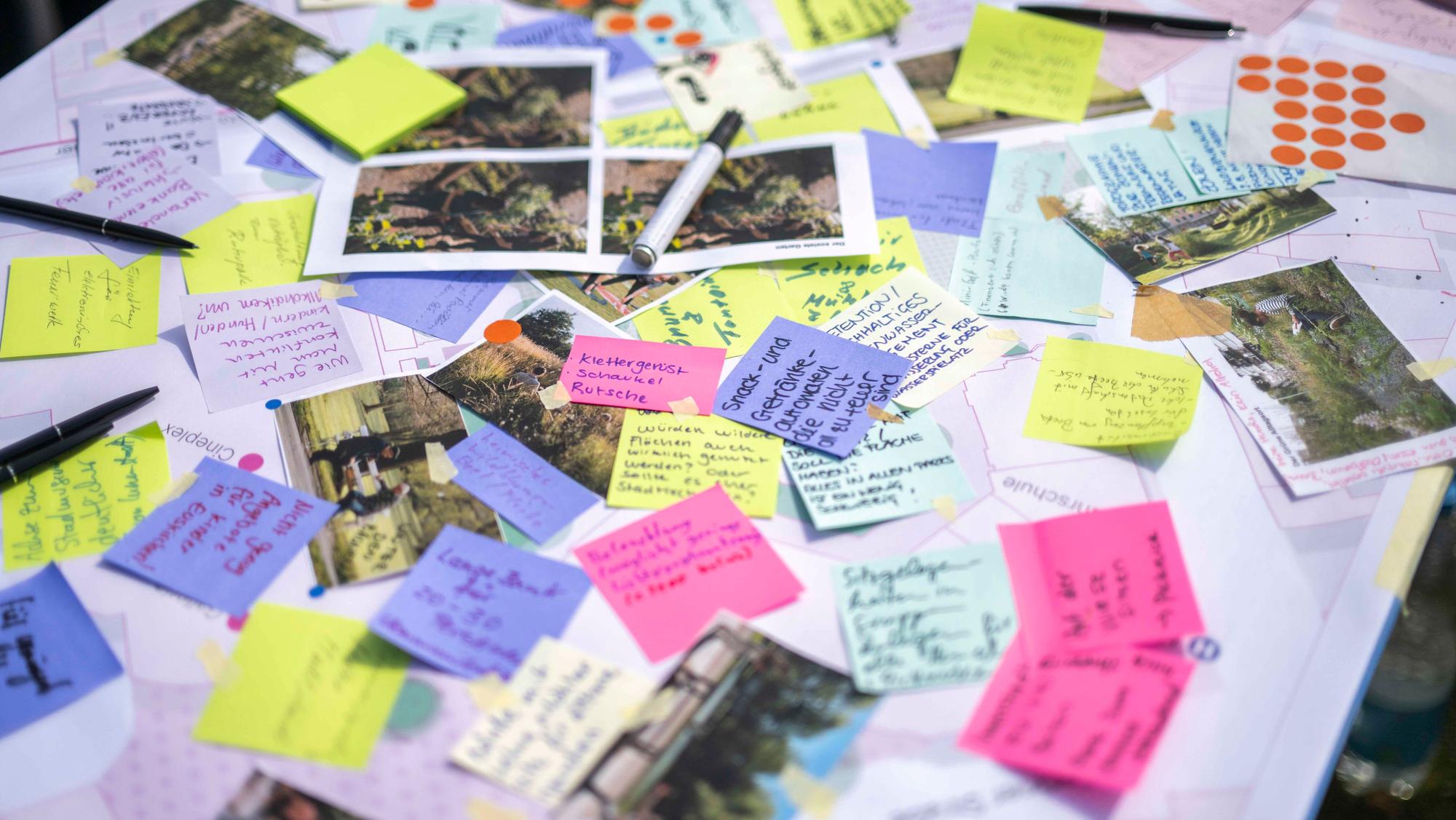 Das Bild zeigt viele farbige Klebezettel. Euskirchener haben ihre Wünsche und Ideen darauf verewigt.