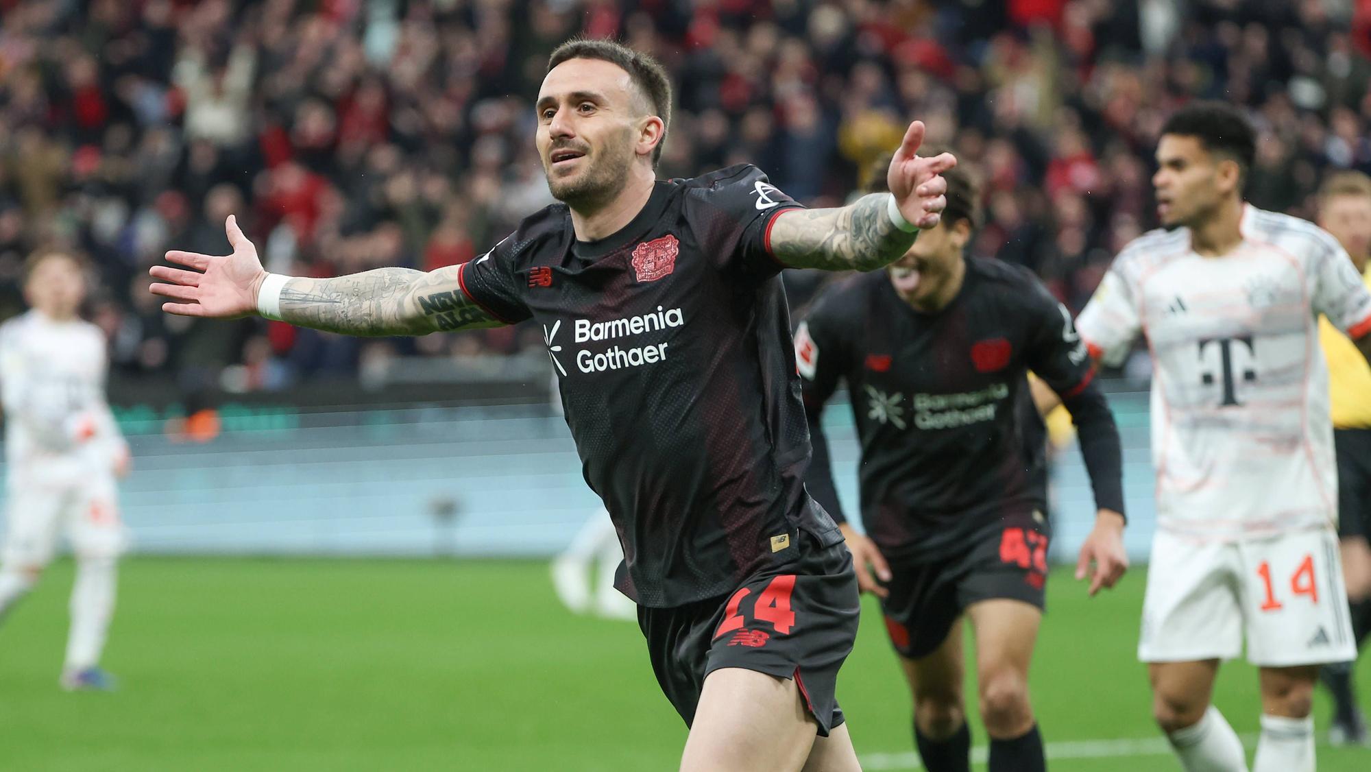 Leverkusens Aleix García jubelte über seinen Führungstreffer gegen die Bayern im März.