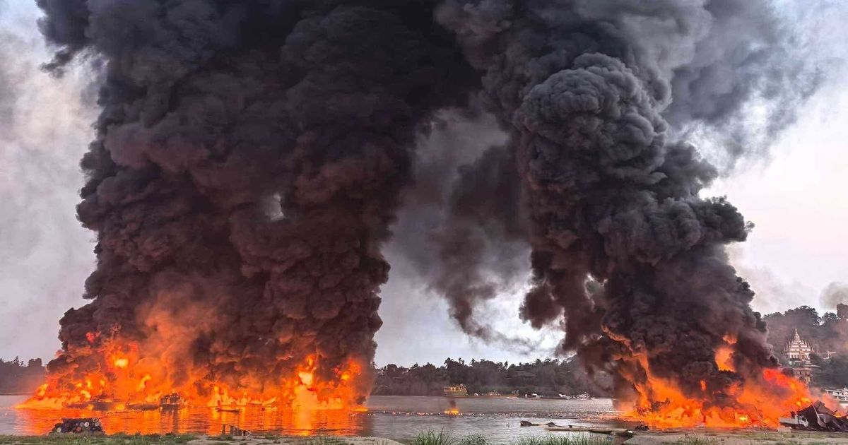 Port in flames: At least two dead after explosion on oil tanker in Myanmar