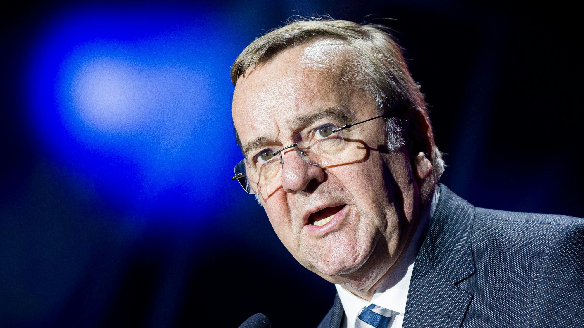 Boris Pistorius (SPD), Verteidigungsminister, hält auf der Hannover Messe einen Vortrag.