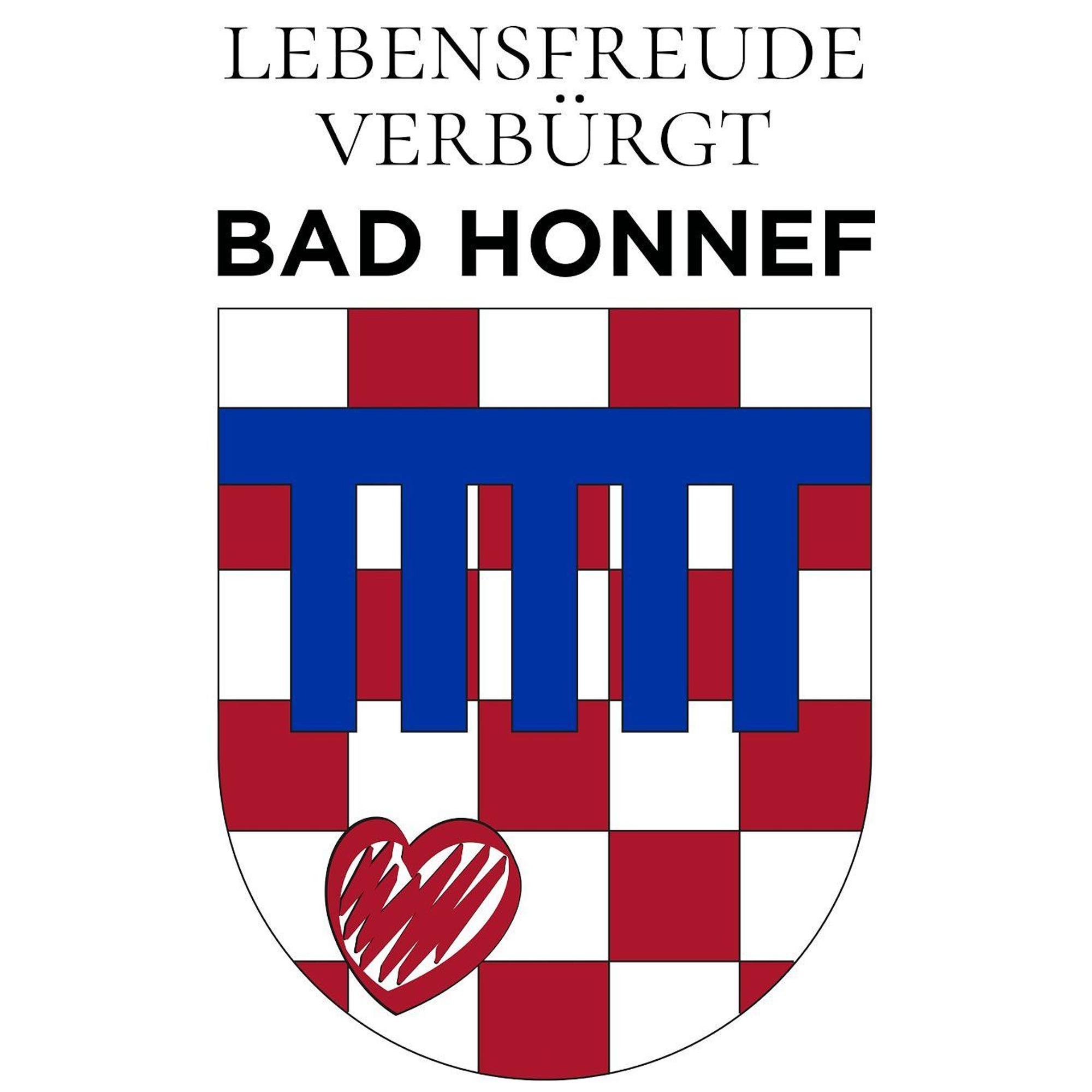Die Dachmarke zeigt das Stadtwappen mit einem roten Herz und dem Slogan „Lebensfreude verbürgt“.