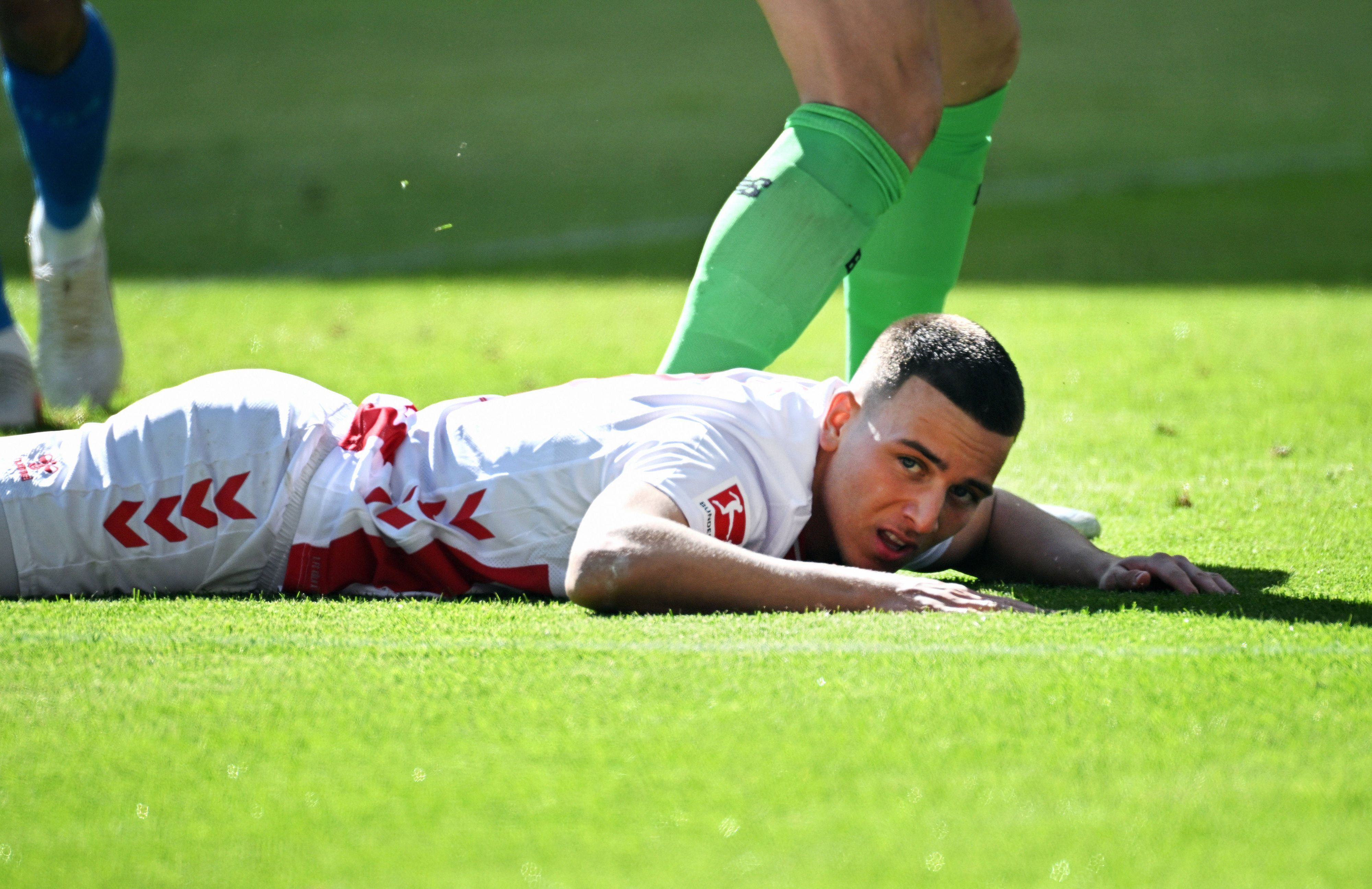 Fussball, Bundesliga, Deutschland, Herren, Saison 2025/2026, 31. Spieltag, Rhein Energie Stadion Köln, 1. FC Köln - Bayer Leverkusen Said El Mala KOE. Enttäuschung, Frust, Aktion. *** Football, Bundega, Germany, Men, Season 2025 2026, 31 Matchday, Rhein Energie Stadion Köln, 1 FC Köln Bayer Leverkusen Said El Mala KOE Disappointment, Frustration, Action