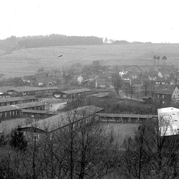 Das Schwarz-Weiß-Foto zeigt die Klinik in Marienheide um das Jahr 1950.