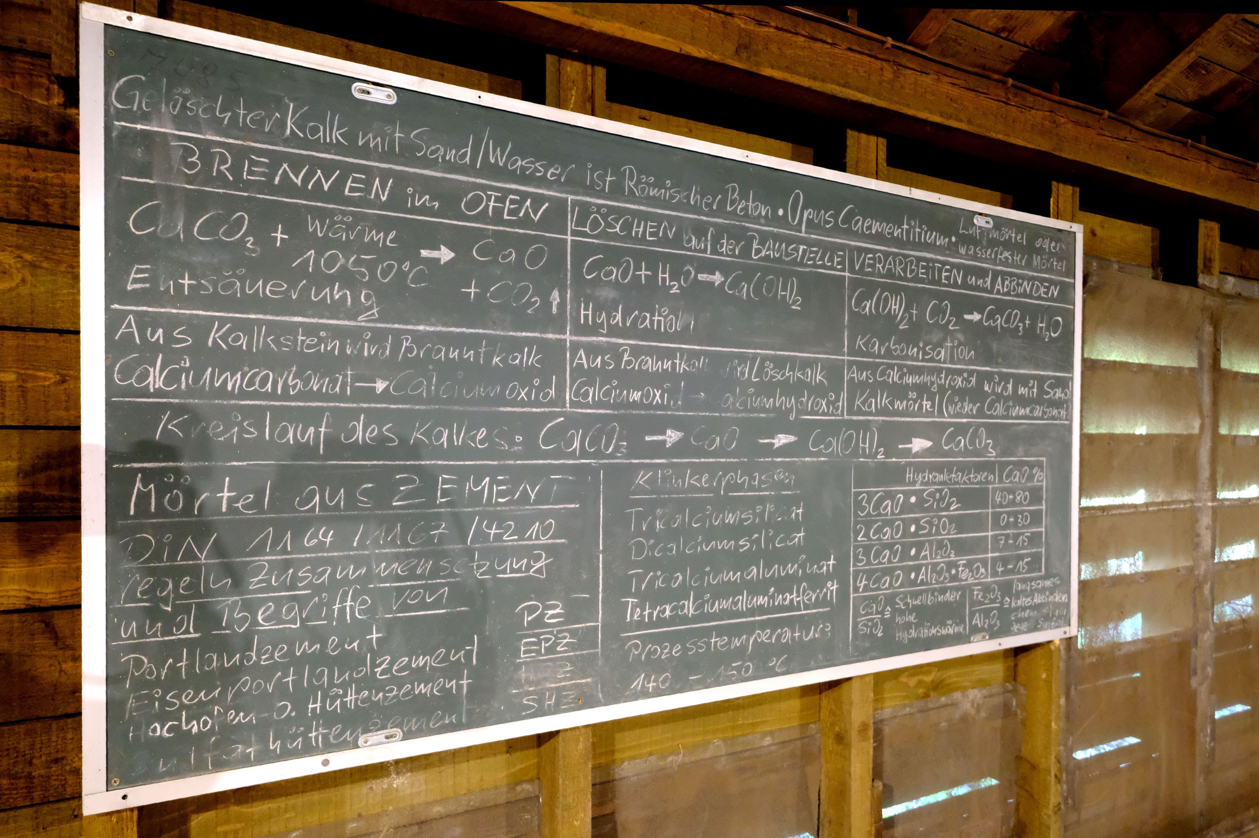 Das Bild zeigt eine Schiefertafel, auf der der Brennvorgang chemisch erläutert wird.