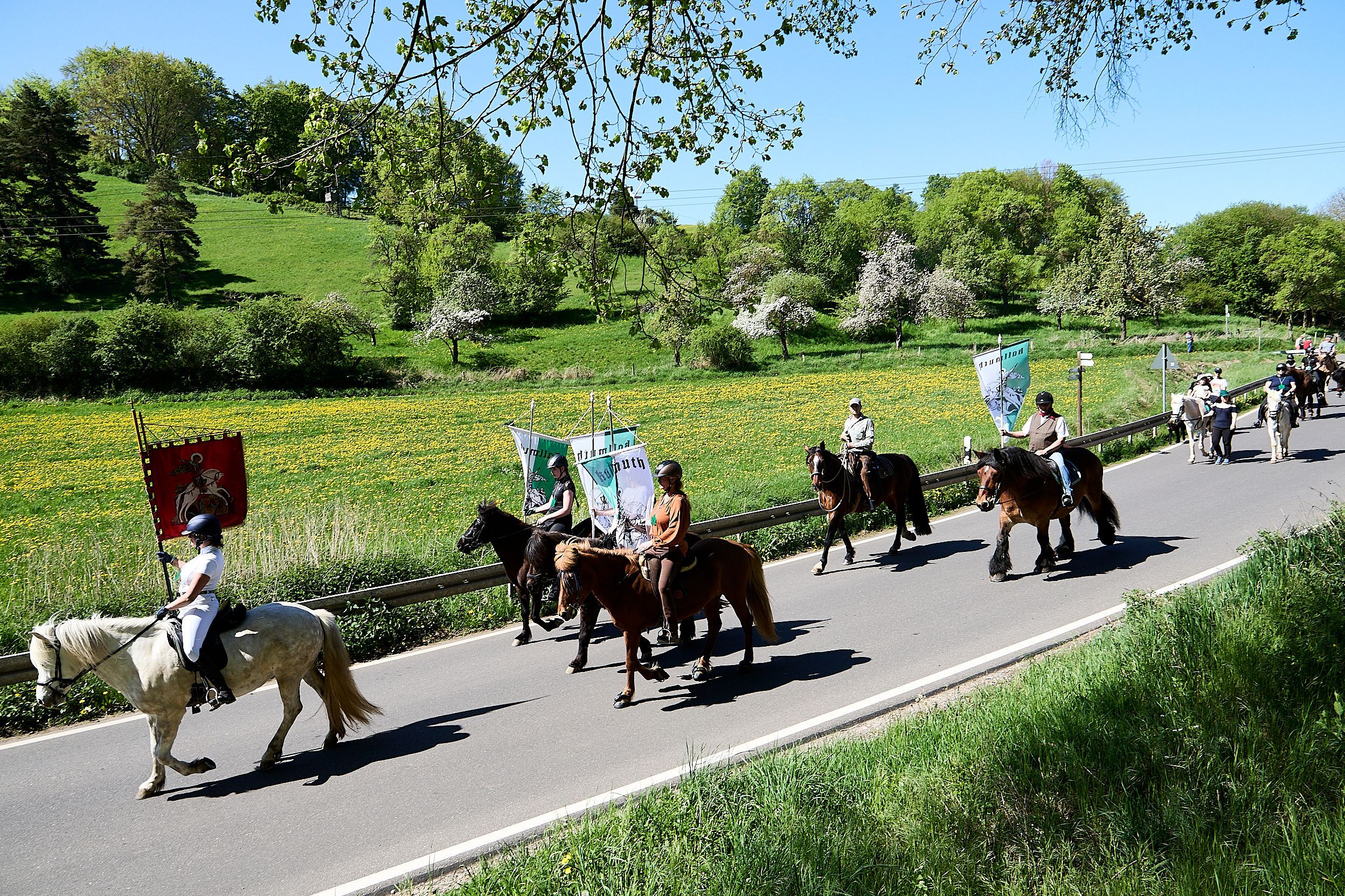 Das Bild zeigt einge Reiter während der Prozession.