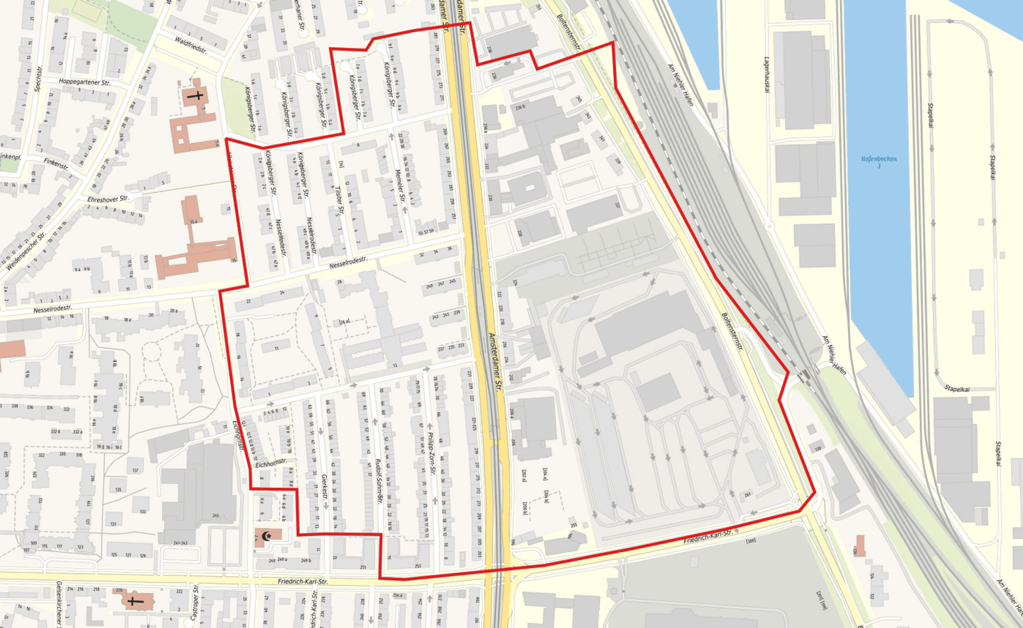 Eine Karte zeigt den Gefahrenbereich in Köln-Niehl, der evakuiert werden muss.