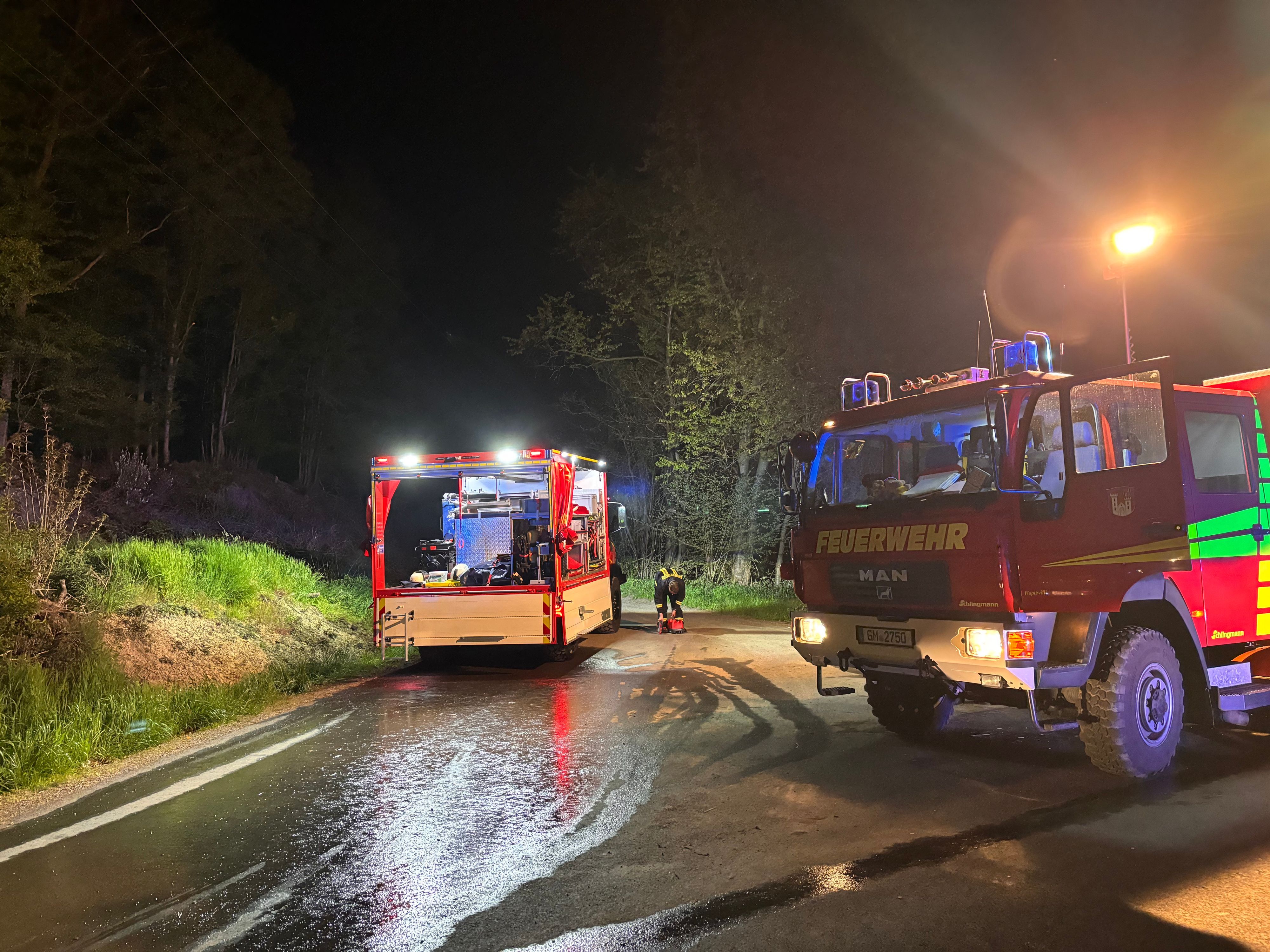 Beiderorts hatten sich die Flammen bereits auf Waldflächen ausgebreitet, sodass weitere Kräfte nachalarmiert werden mussten.