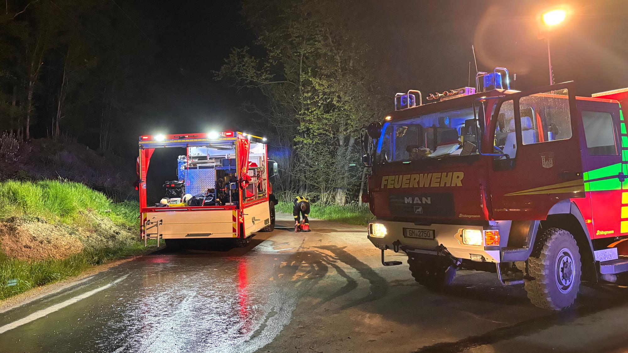 Beiderorts hatten sich die Flammen bereits auf Waldflächen ausgebreitet, sodass weitere Kräfte nachalarmiert werden mussten.