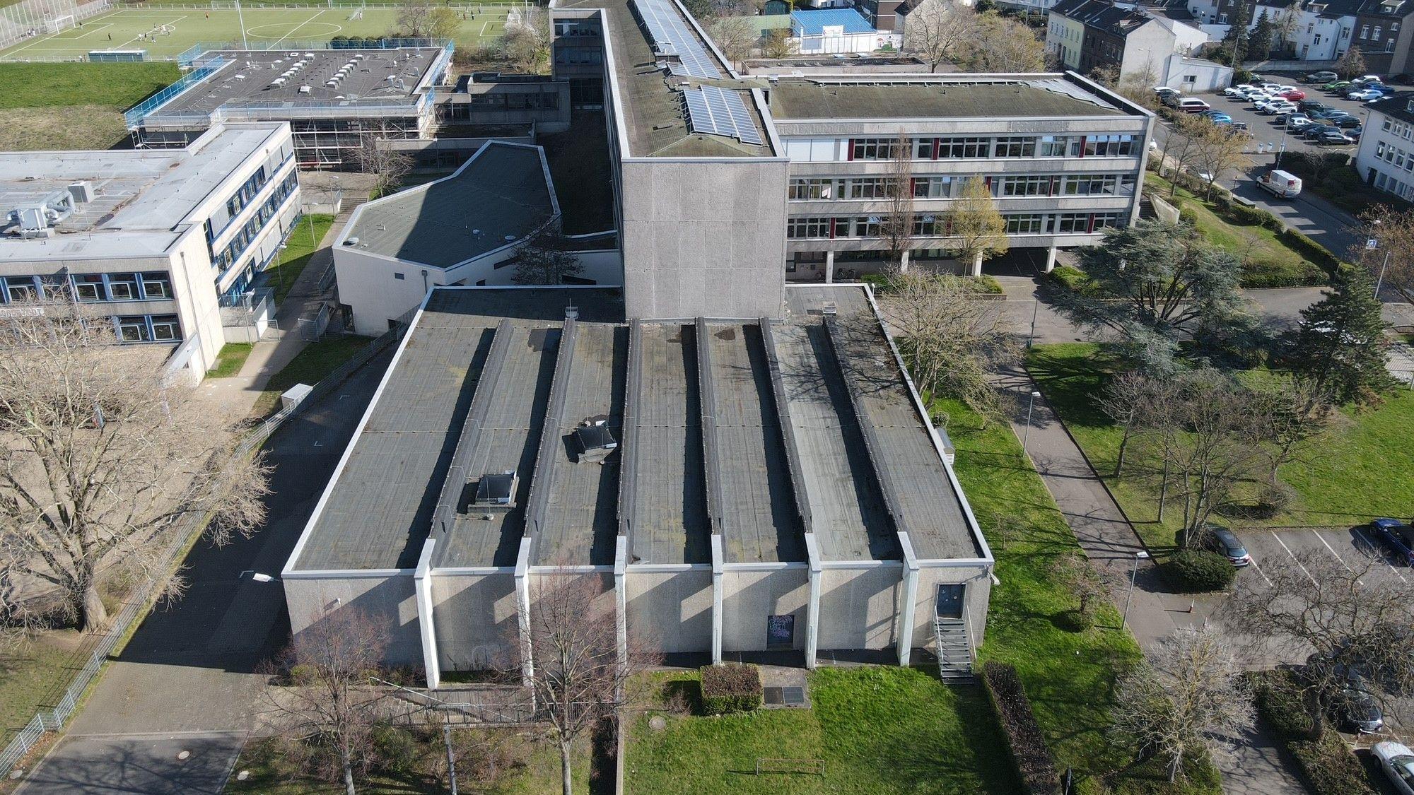 Das Luftbild zeigt das Euskirchener Stadttheater.