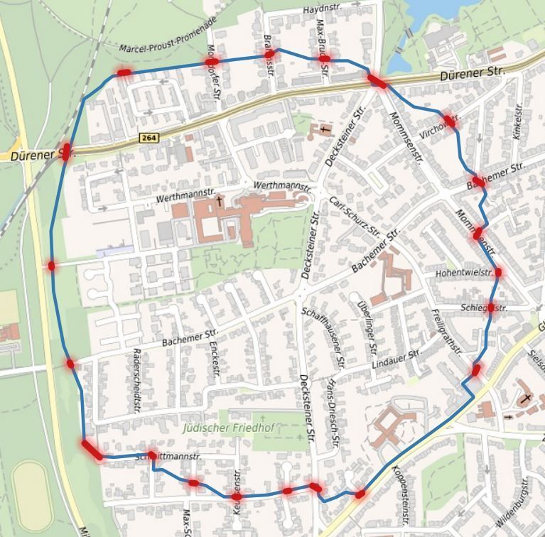 Der Evakuierungsradius in Köln-Lindenthal
