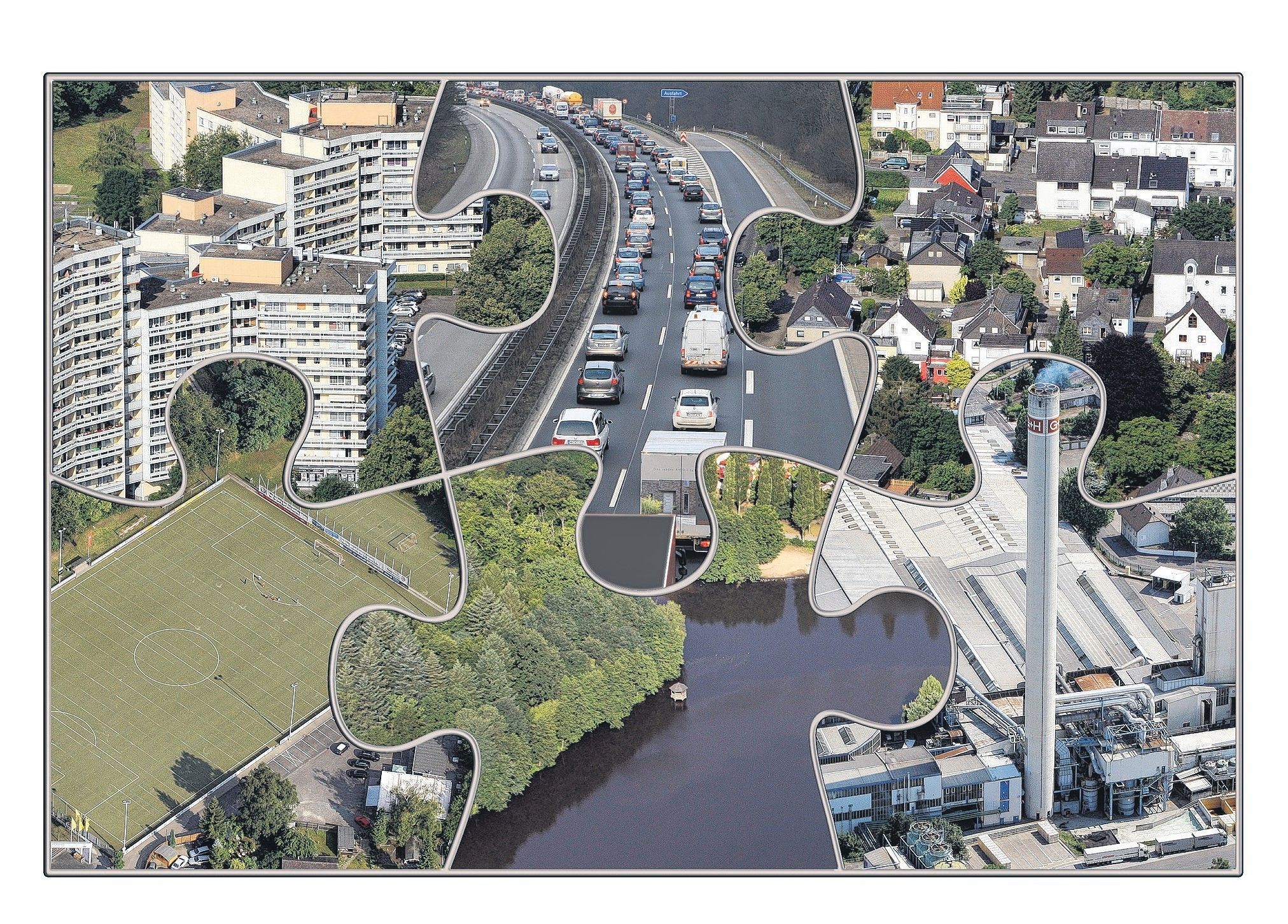 Das Foto zeigt eine Montage mit mehreren Aufnahmen aus Bergisch Gladbach