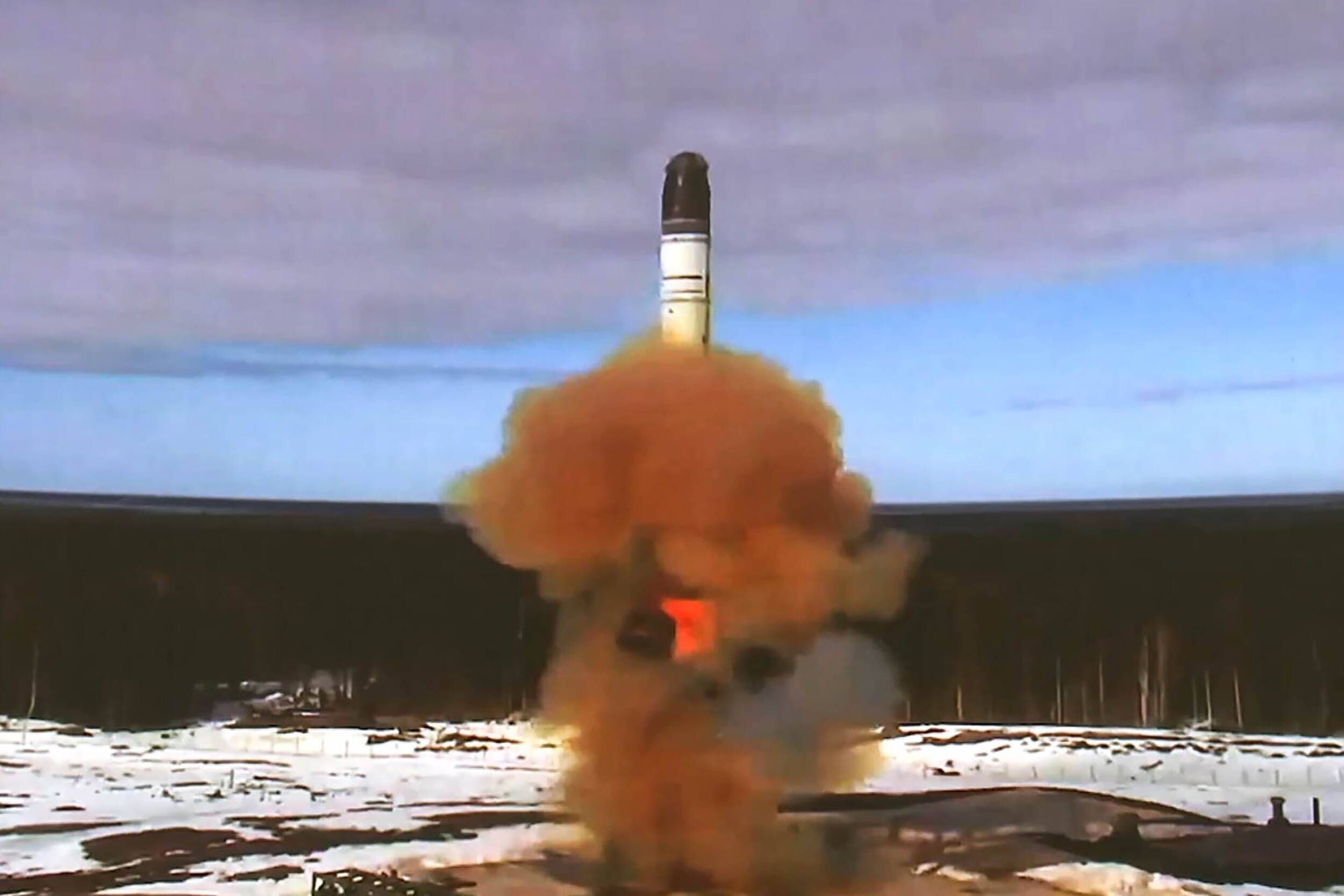 Eine Sarmat-Rakete bei einem Test. (Archivbild)