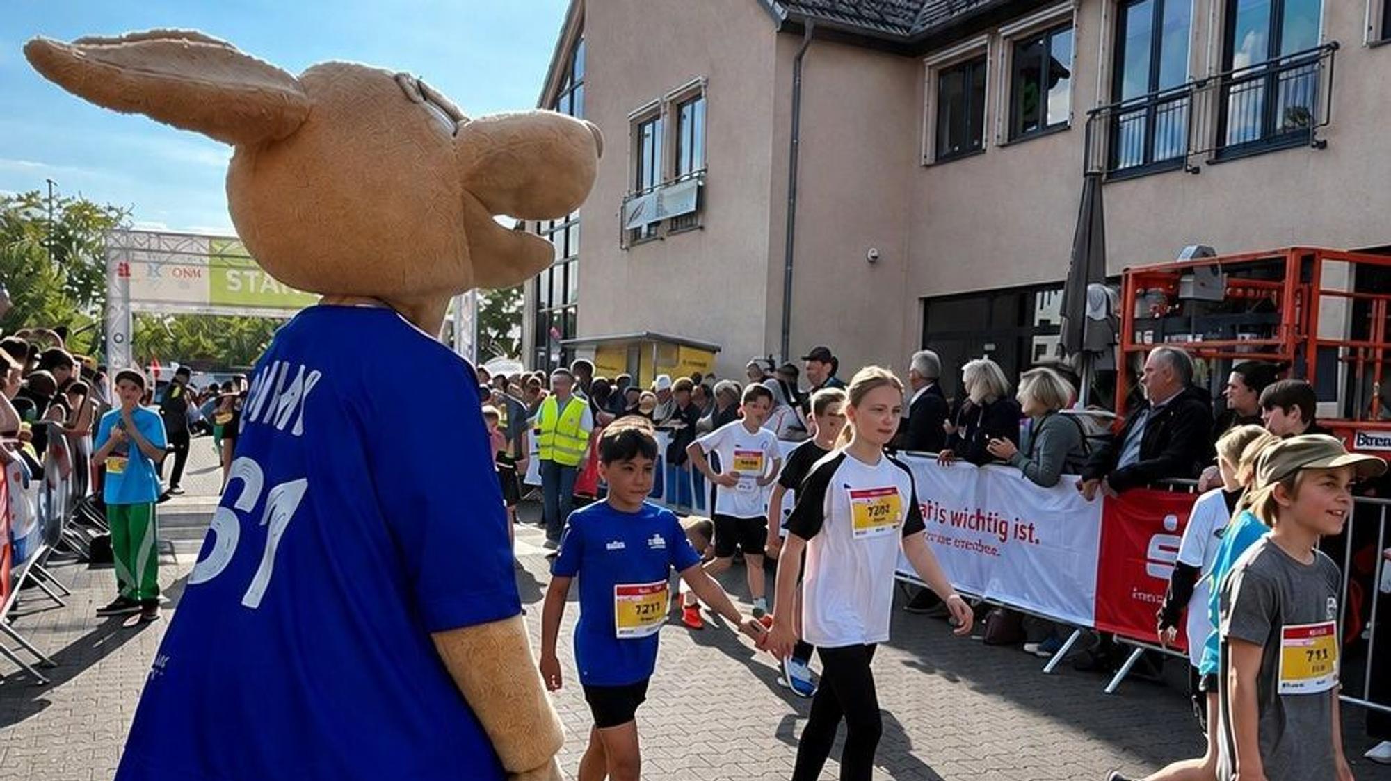 VfL-Maskottchen Gummi bei „Lindlar läuft“.