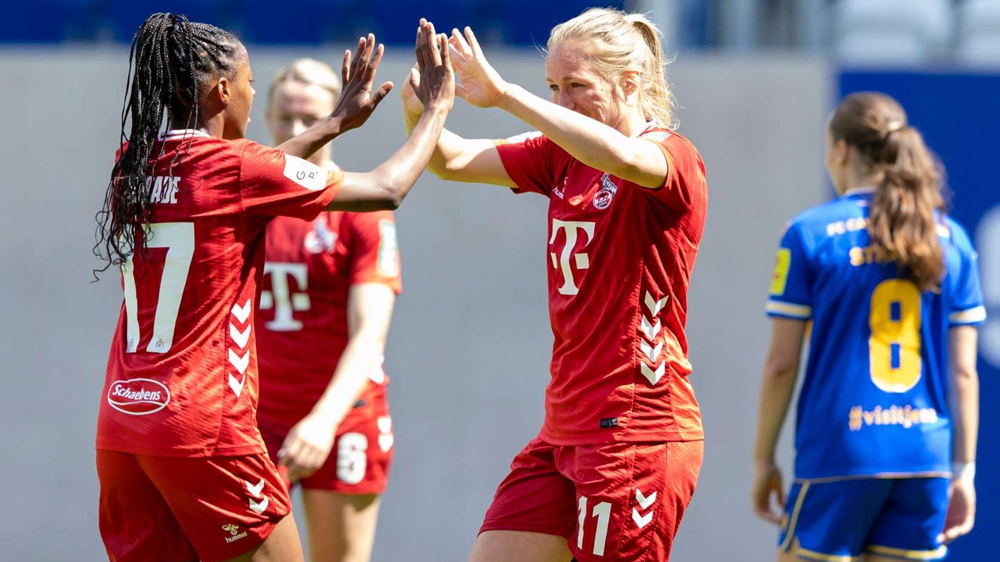 Google Pixel Frauen-Bundesliga: FC Carl Zeiss Jena vs. 1. FC Köln Jena 17.05.2026 0:3 durch Pauline Bremer 11 1. FC Köln rechts und Lydia Andrade 17 1. FC Köln links Google Pixel Frauen-Bundesliga: FC Carl Zeiss Jena vs. 1. FC Köln ad hoc arena im Ernst-Abbe-Sportfeld 17.05.2026 DFB REGULATIONS PROHIBIT ANY USE OF PHOTOGRAPHS AS IMAGE SEQUENCES AND/OR QUASI-VIDEO. *** Google Pixel Frauen Bundesliga FC Carl Zeiss Jena vs 1 FC Köln Jena 17 05 2026 0 3 by Pauline Bremer 11 1 FC Köln right and Lydia Andrade 17 1 FC Köln left Google Pixel Frauen Bundesliga FC Carl Zeiss Jena vs 1 FC Köln ad hoc arena im Ernst Abbe Sportfeld 17 05 2026 DFB REGULATIONS PROHIBIT ANY USE OF PHOTOGRAPHS AS IMAGE SEQUENCES AND OR QUASI VIDEO Copyright: xBEAUTIFULxSPORTS/Duehringx