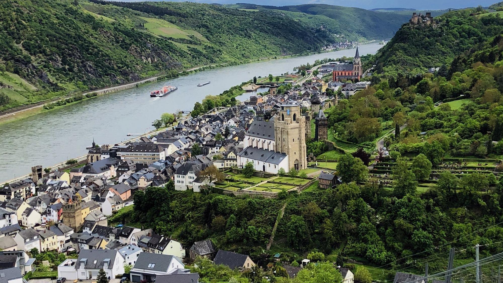 Blick auf den Rhein und Oberwesel im Mittelrheintal