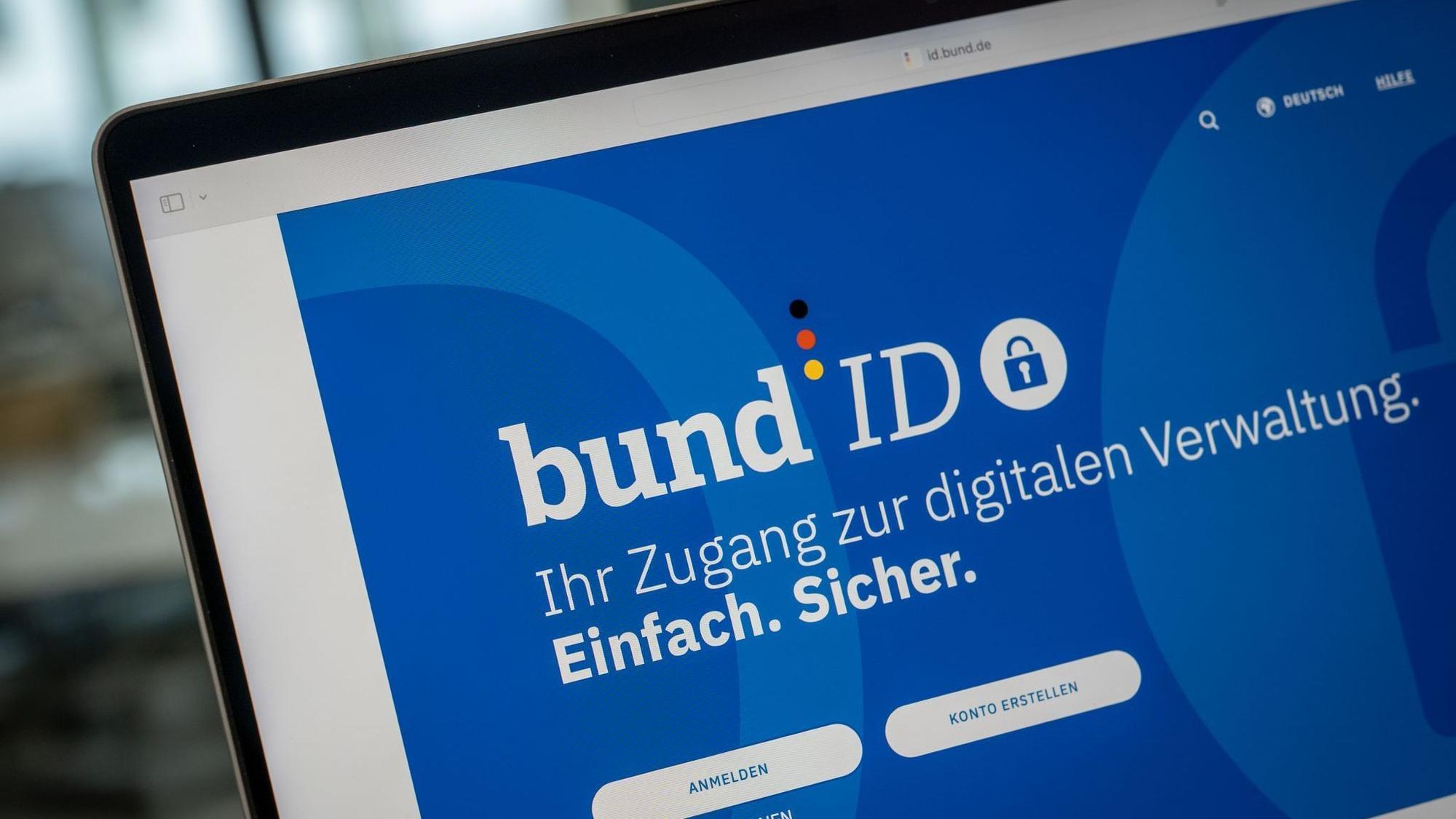 Die Startseite von Bund-ID auf einem Laptop