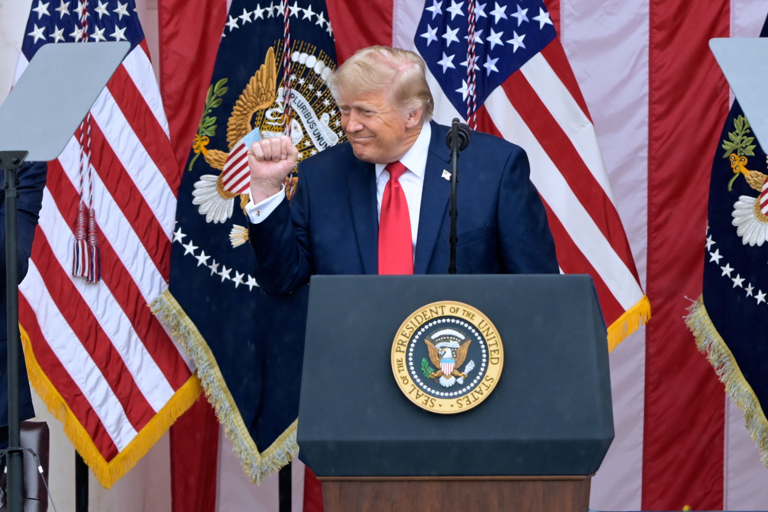 US-Präsident Donald Trump spricht während einer Zeremonie am Memorial Day.