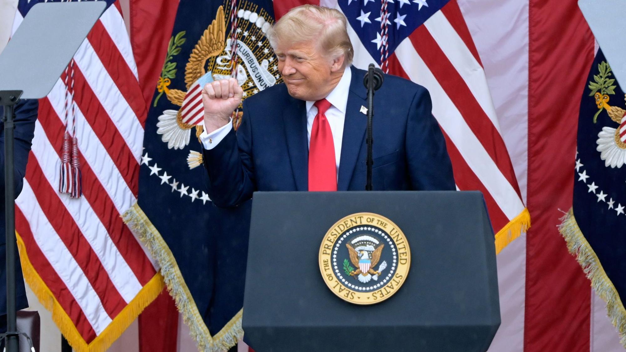 US-Präsident Donald Trump spricht während einer Zeremonie am Memorial Day.