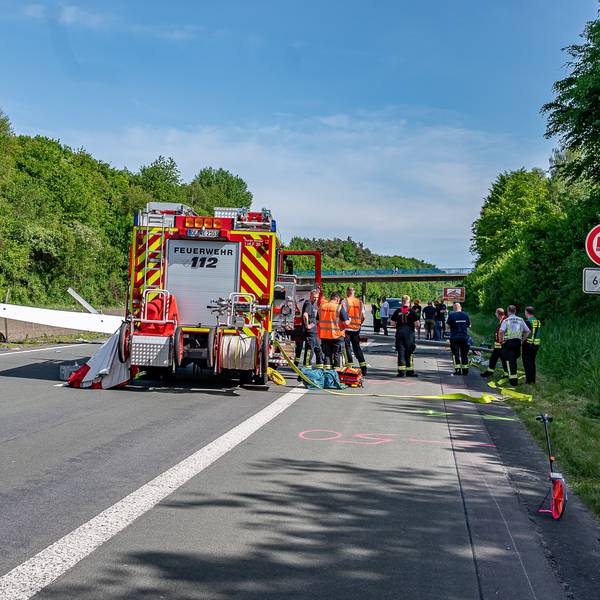 Blick auf die Unglücksstelle auf der A45 bei Hünsborn.