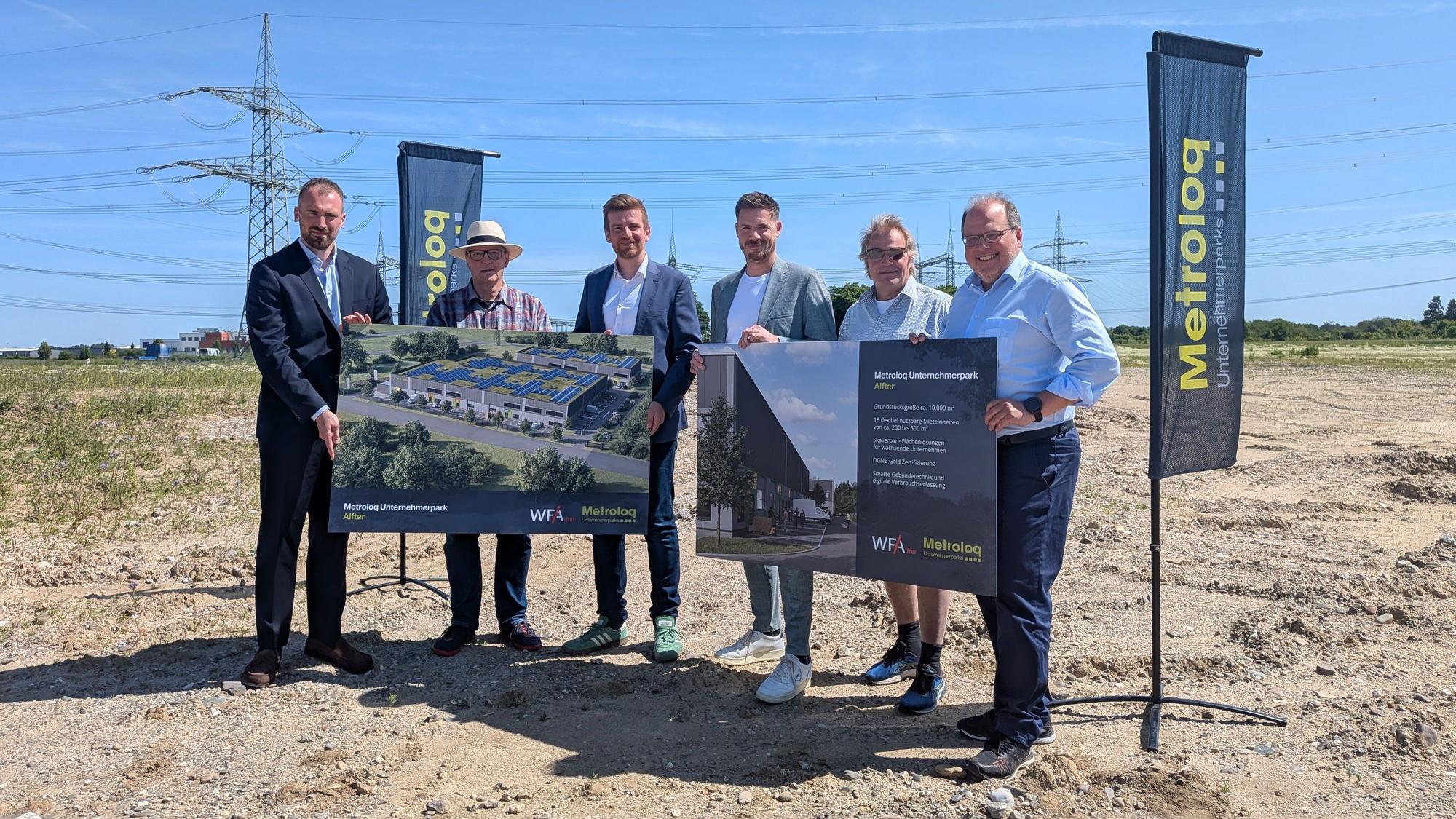 Aufnahmen vom Gewerbepark Alfter-Nord
Foto Projektstart 01
(von links): David Wesselowski, Marco Schmelzer, Christian Lanzrath, Wilhelm Windhuis, Frank Hebestreit und Thomas Poggenpohl.