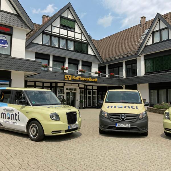 Zu sehen sind drei Monti-Taxis