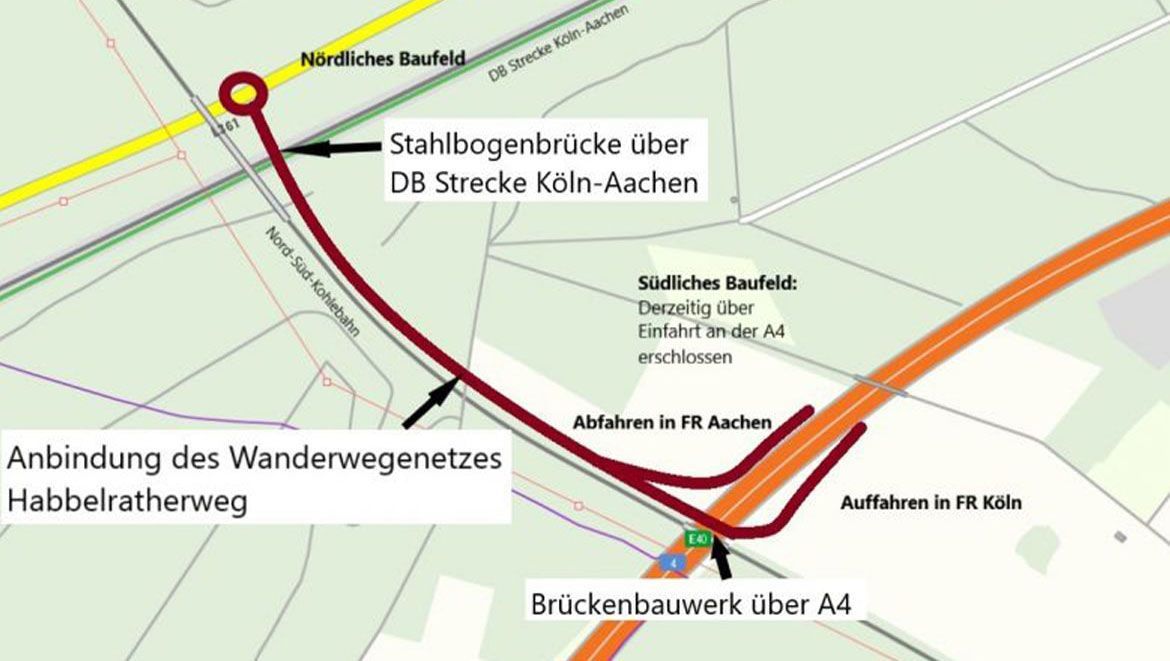 Das Bild ist eine Grafik, die die Anschlussstelle Frechen-Königsdorf zeigt.