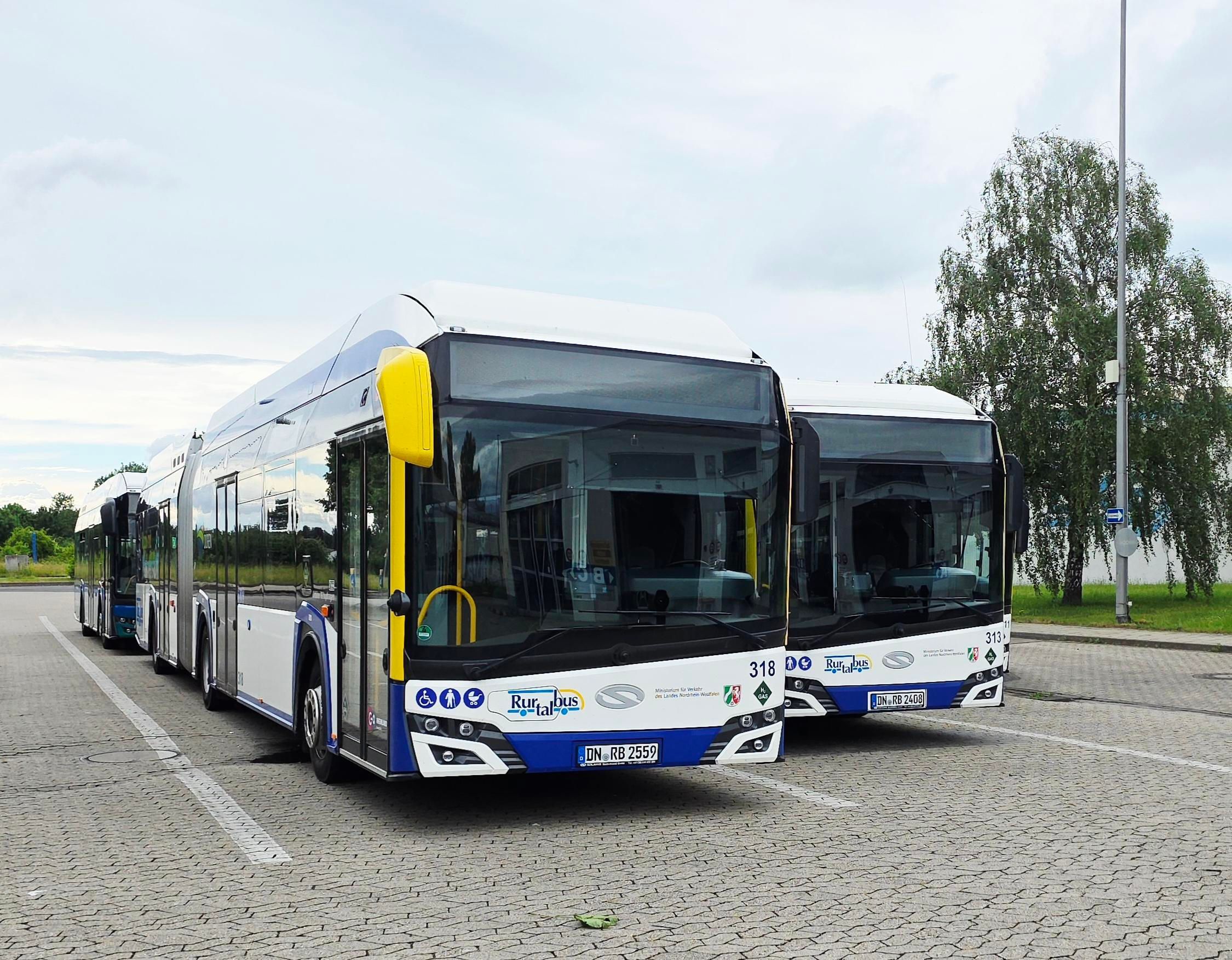 Blick auf zwei Busse.