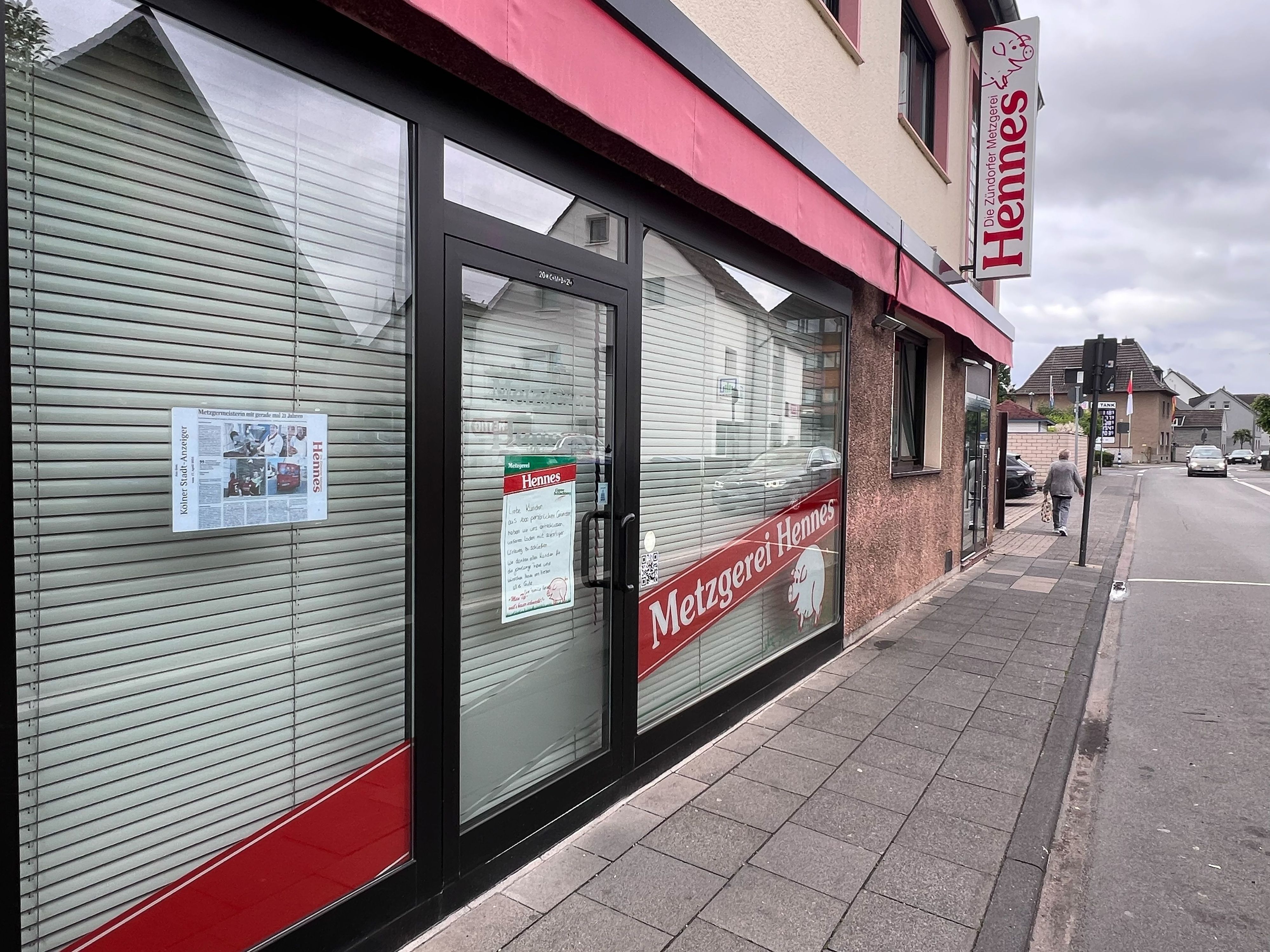Geschlossen hat die Metzgerei Hennes an der Schmittgasse in Porz-Zündorf.