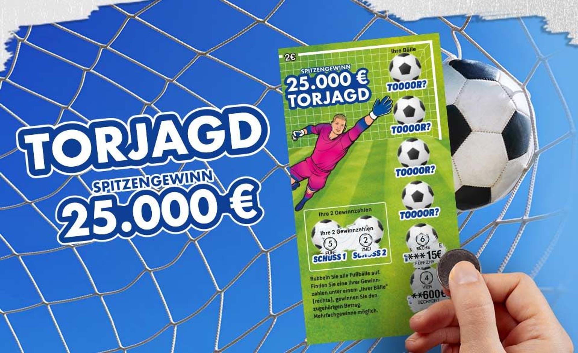 Das Bild zeigt das WestLotto-Rubbellos Torjagd
