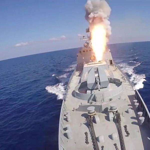 Die russische Fregatte Admiral Grigorowitsch bei einem Einsatz im Jahr 2017. (Archivbild)